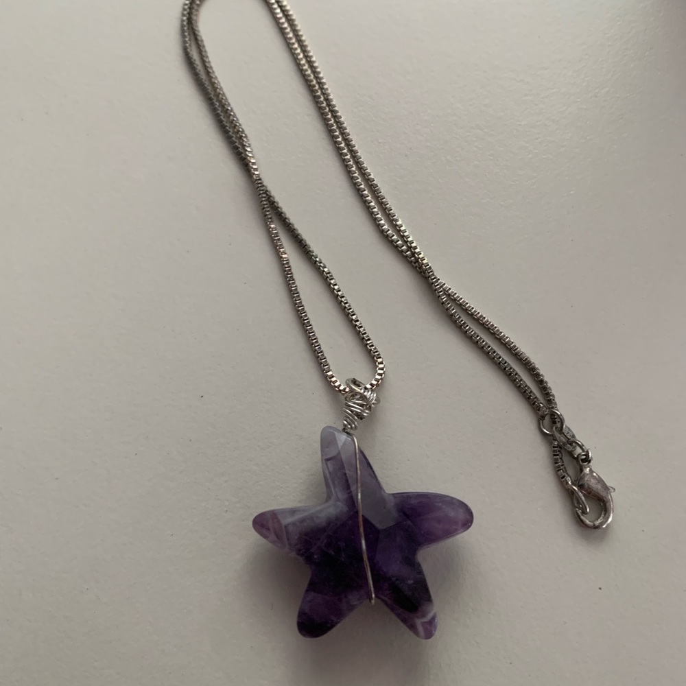 Crystal amethyst star necklace